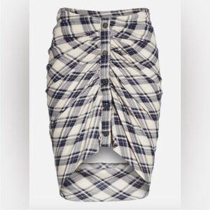 Veronica Beard Asymmetrical Plaid Skirt - Black and Cream Plaid